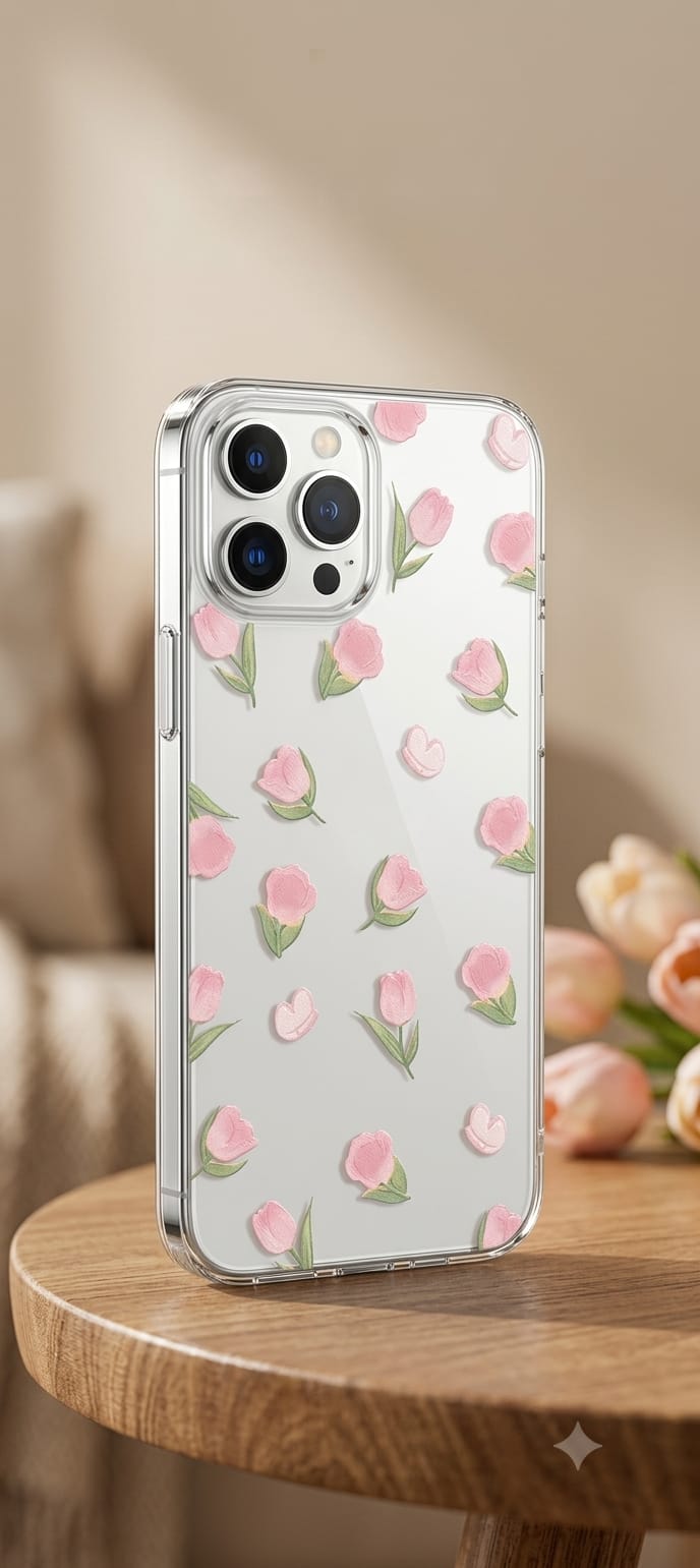 Pink tulip magic phone case