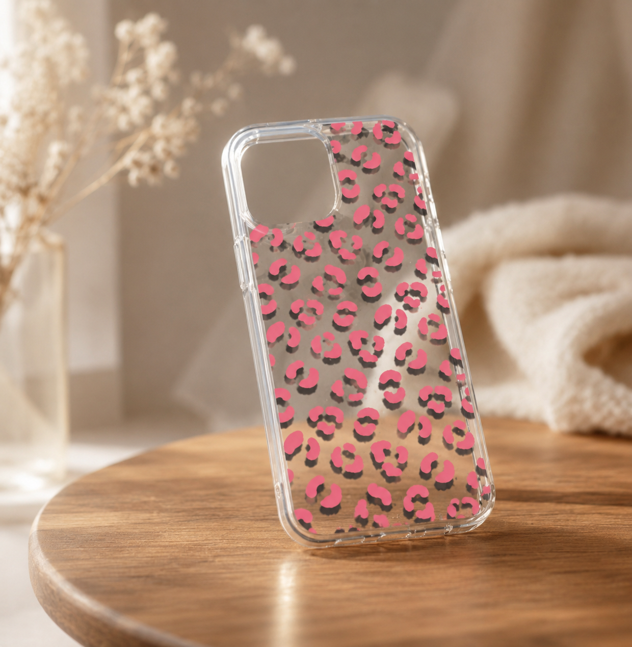Cute pink cheeta print phone case