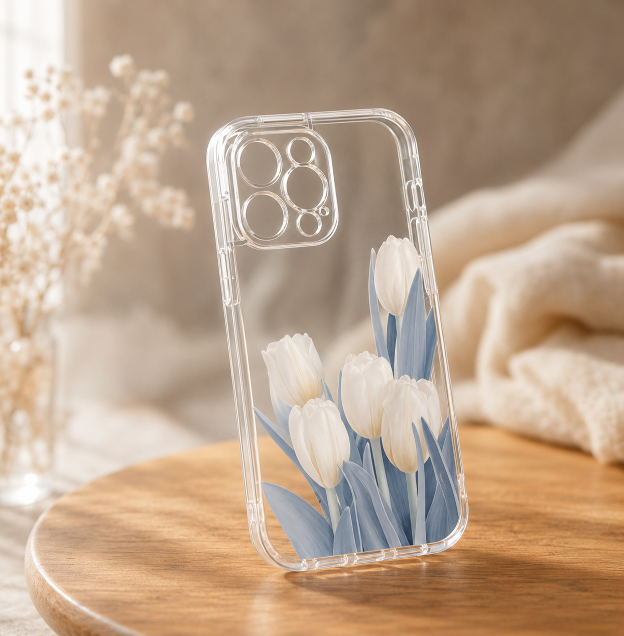 Pretty white tulips phone cover